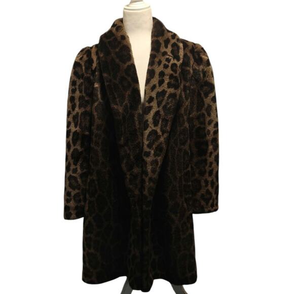 Leopard Animal Print faux fur Coat by Style VI - Picture 1 of 6